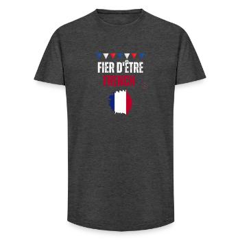 Proud to be French - Long Fit Men's T-Shirt - charcoal grey - Front - AI Model Male 185 light (185cm)