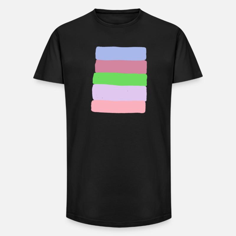 Pastellstreifen-Stack - Long Fit Männer T-Shirt - Schwarz