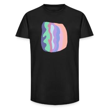 Couches d’ondes pastel - T-shirt coupe longue homme - noir - Devant - AI Model Male 185 light (185cm)
