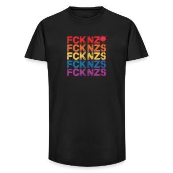 FCK NZS - Antifa Tee - T-shirt coupe longue homme - noir - Devant - AI Model Male 185 light (185cm)