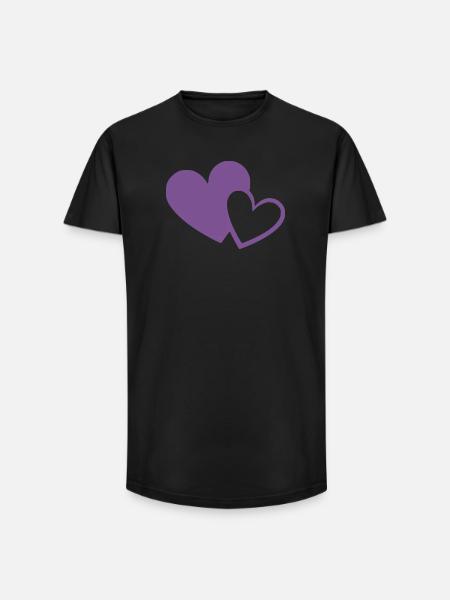violet heart two violet hearts gift - Long Fit Men's T-Shirt - black