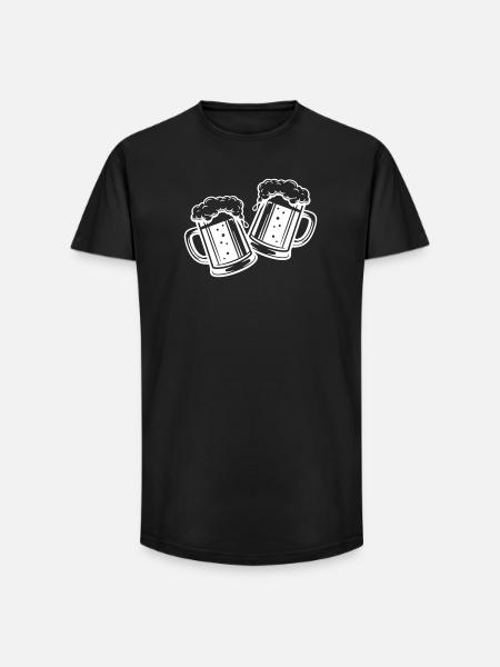 Bierglas Bier Anstossen - Long Fit Männer T-Shirt - Schwarz