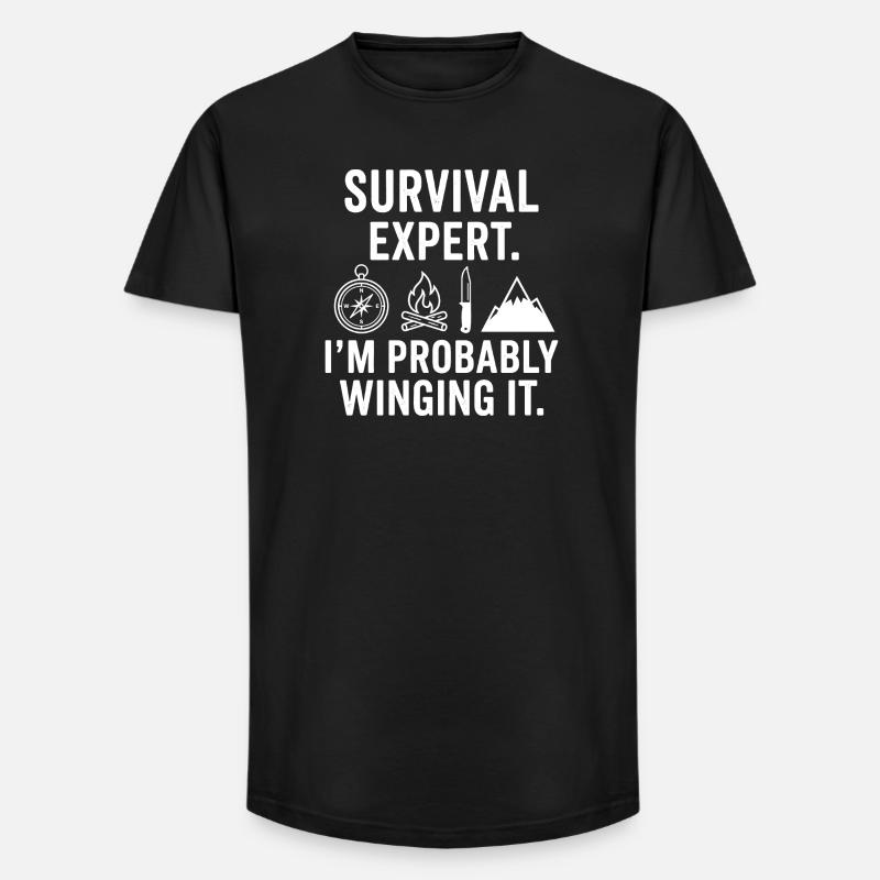 Survival Experte – Wahrscheinlich Improvisiert - Long Fit Männer T-Shirt - Schwarz