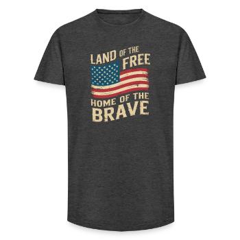 Terre de la Liberté - Drapeau vintage des États-Unis - T-shirt coupe longue homme - charbon - Devant - AI Model Male 185 light (185cm)