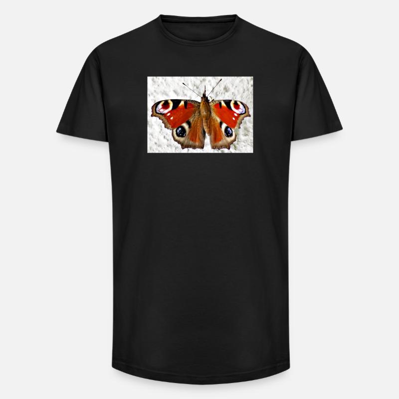 Peacock Eye Butterfly Pattern - Long Fit Men's T-Shirt - black