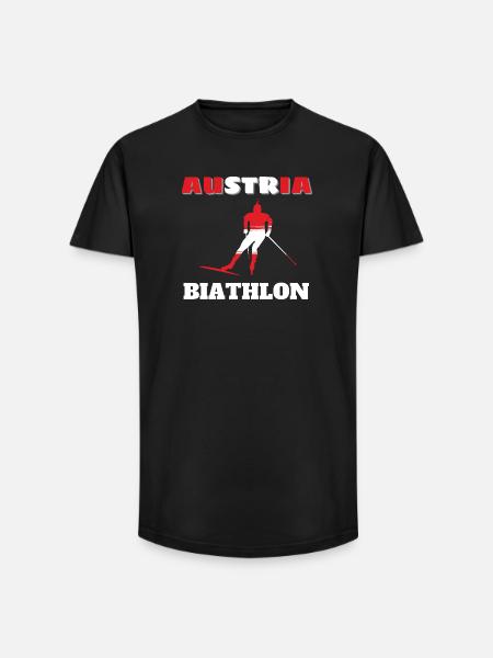 Biathlete Silhouette Red White Austria - Long Fit Men's T-Shirt - black