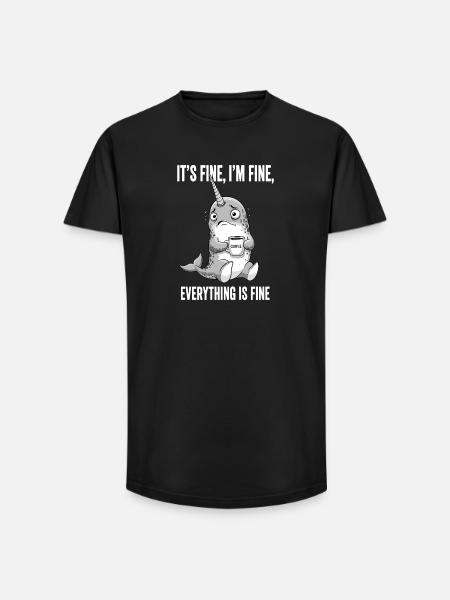 its fine im fine coffee narwal - Long Fit Men's T-Shirt - black