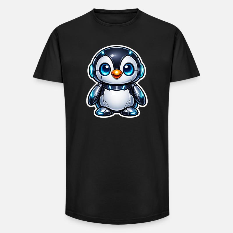 Futuristischer Pinguinroboter - Long Fit Männer T-Shirt - Schwarz