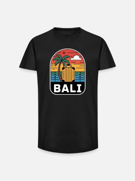 Bali Indonesia Suitcase Sunset - Long Fit Men's T-Shirt - black