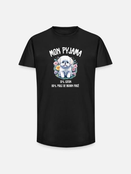 Funny Dog Bichon Pajamas - Long Fit Men's T-Shirt - black