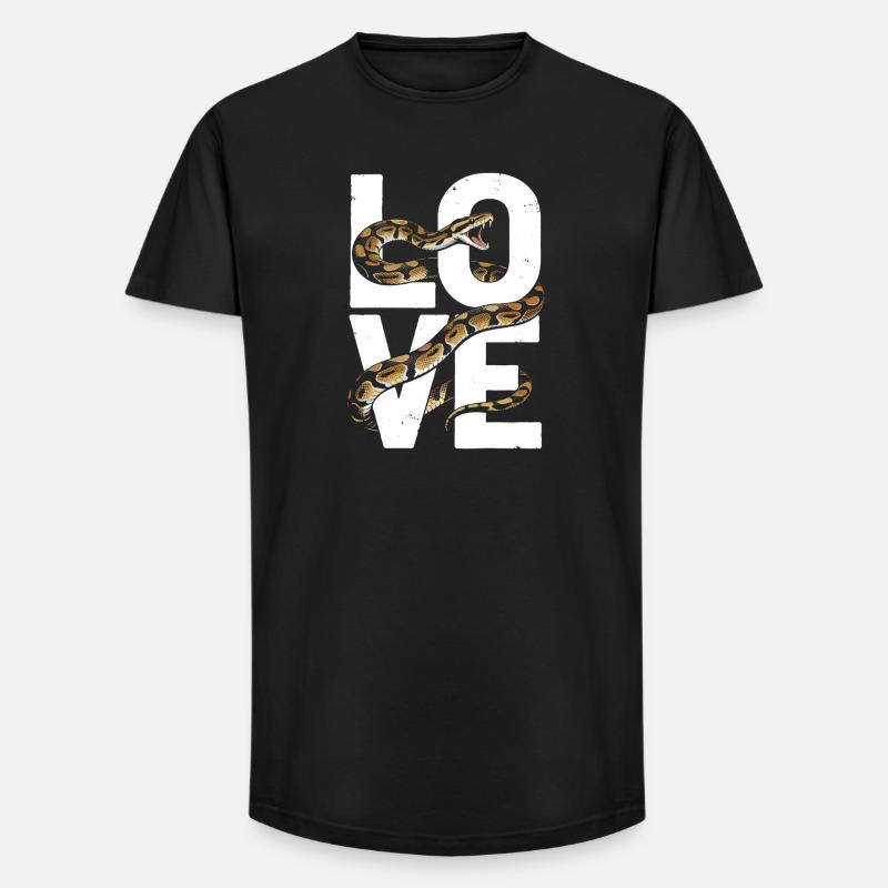 Königspython Schlangen LOVE Terrarium Python - Long Fit Männer T-Shirt - Schwarz
