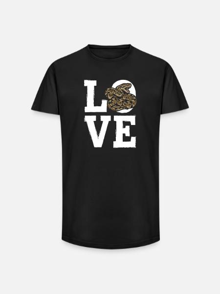 Königspython Schlangen LOVE Terrarium Python - Long Fit Männer T-Shirt - Schwarz