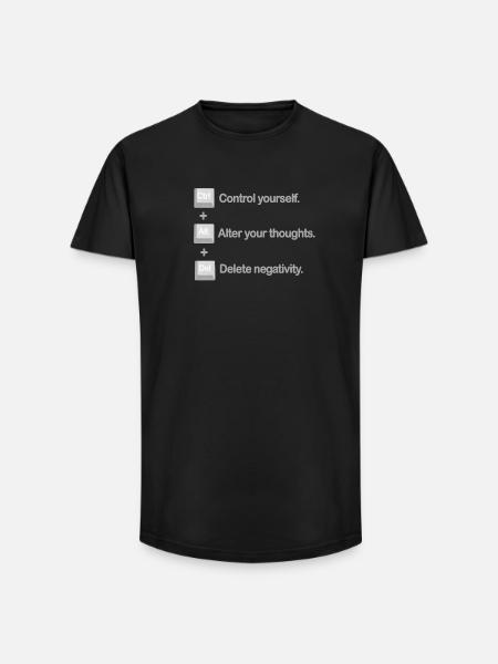 Control Alt Delete Mental Health Positivity - Long Fit Men's T-Shirt - black