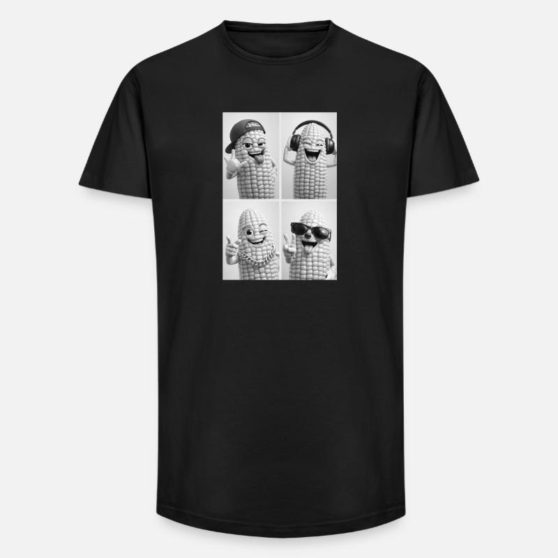 Corn - Long Fit Männer T-Shirt - Schwarz