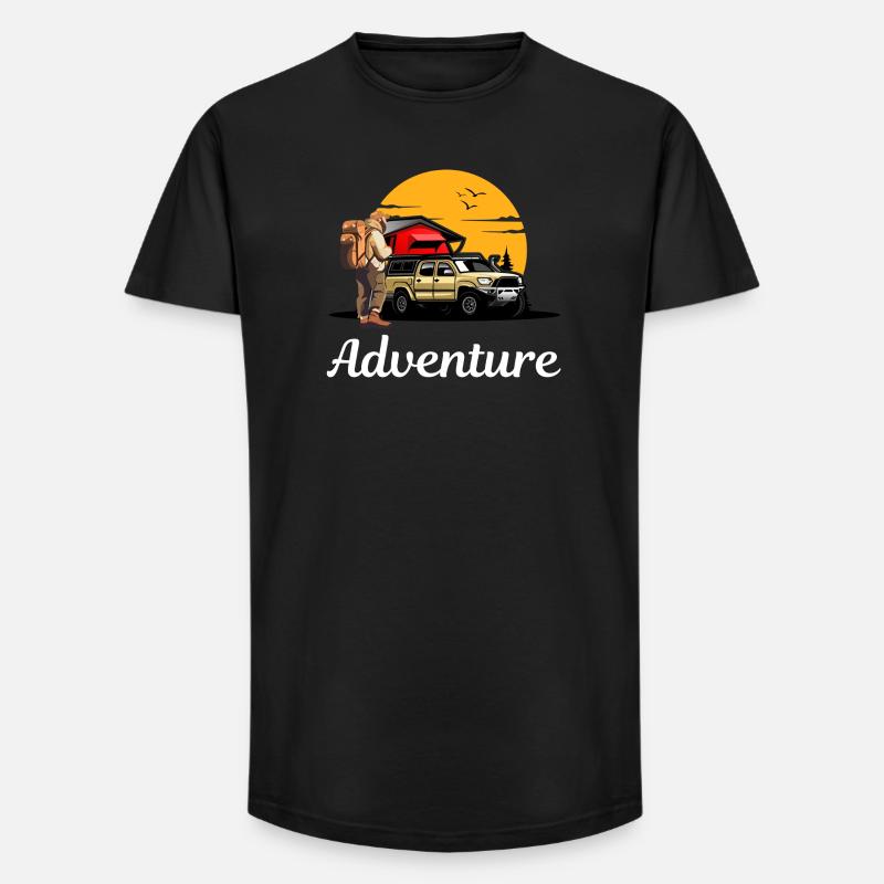 Abenteuerpfad Campingroadtrip - Long Fit Männer T-Shirt - Schwarz