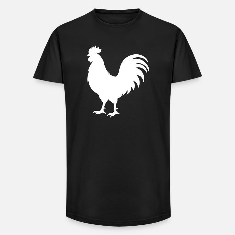 Hahn Silhouette - Long Fit Männer T-Shirt - Schwarz