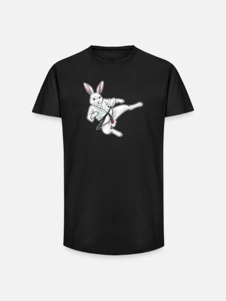 Rabbit Karate Martial Arts - Long Fit Men's T-Shirt - black