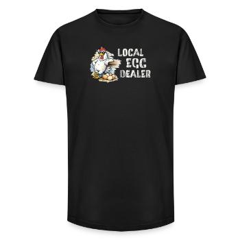 Local Egg Dealer – Funny Chicken Motif - Long Fit Men's T-Shirt - black - Front - AI Model Male 185 light (185cm)