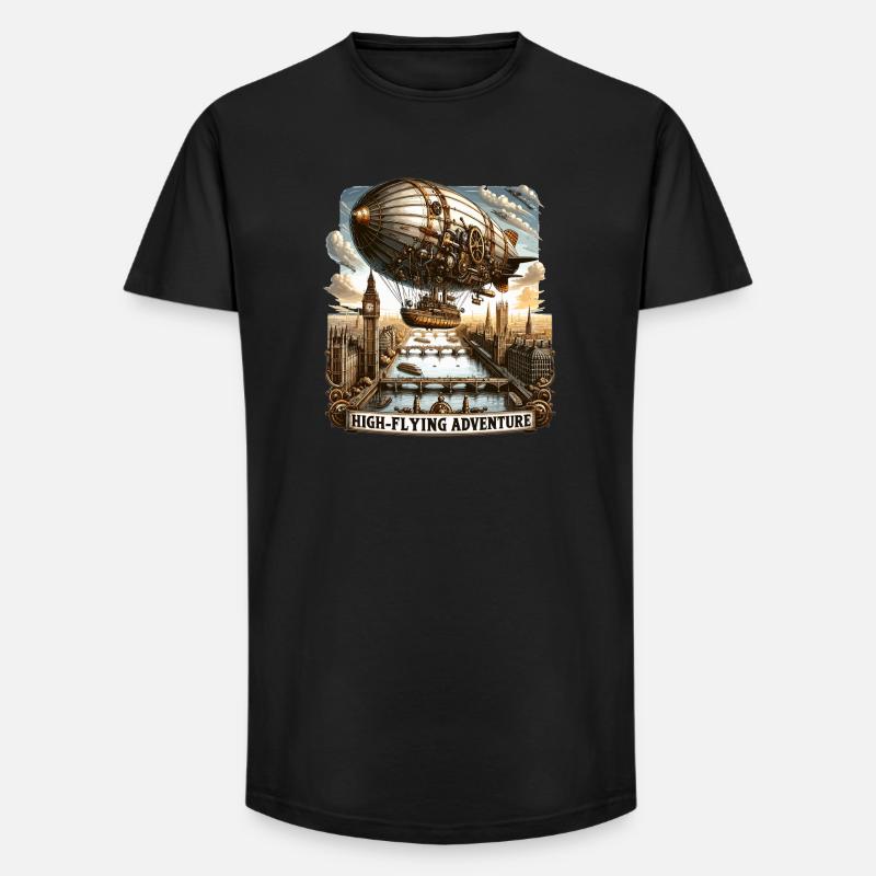 Hochfliegendes Luftschiff über Londons Horizont - Long Fit Männer T-Shirt - Schwarz