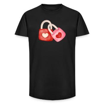 Lovers, Mad in Love, Valentine's Day - Long Fit Men's T-Shirt - black - Front - AI Model Male 185 light (185cm)