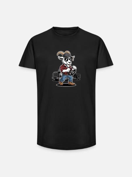 Style Chauffeur de camion Cool Goat - T-shirt coupe longue homme - noir