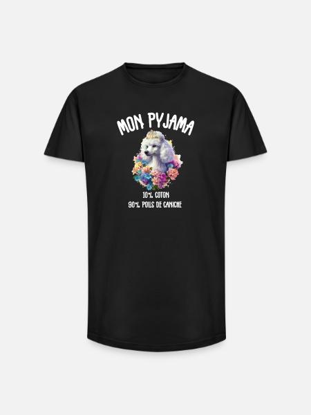 Hundepyjama-Pudel-Humor - Long Fit Männer T-Shirt - Schwarz