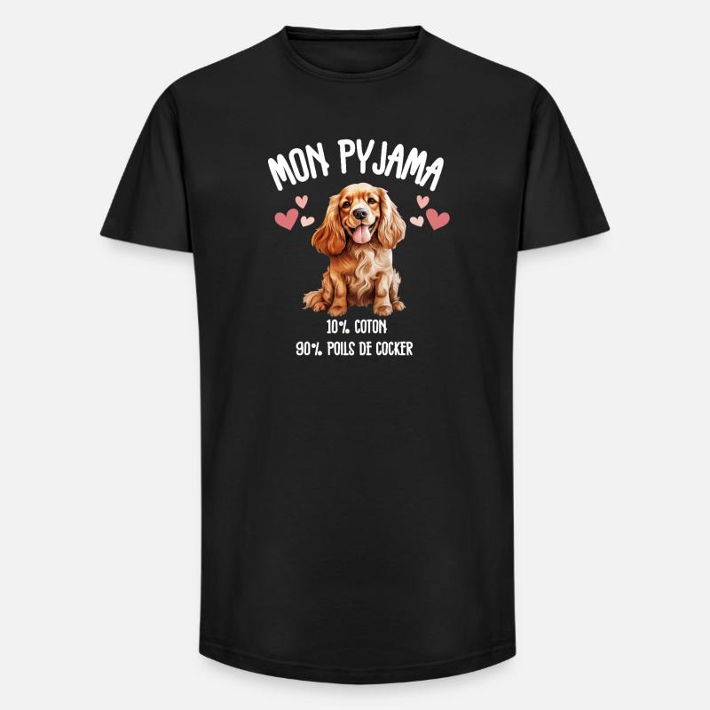 Pyjama Chien Cocker Drôle - T-shirt coupe longue homme - noir