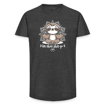 Lustiges Yoga Let That Shit Go Faultier  - Long Fit Männer T-Shirt - Anthrazit - Vorne - AI Model Male 185 light (185cm)