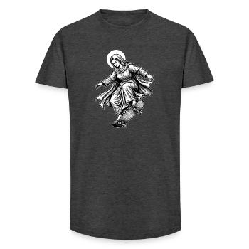 Skate Mary Virgin Kickflip - Mème drôle de skateboard - T-shirt coupe longue homme - charbon - Devant - AI Model Male 185 light (185cm)