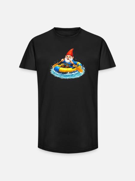 Gartenzwerg im Schlauchboot auf Sommerabenteuer - Long Fit Männer T-Shirt - Schwarz