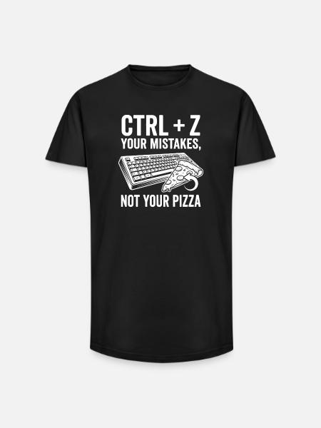 Ctrl + Z Your Mistakes Not Pizza - Long Fit Men's T-Shirt - black