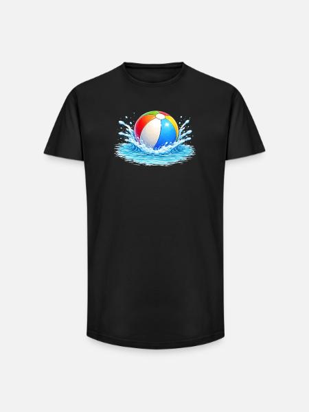 Bunter Wasserball im Meer  - Long Fit Männer T-Shirt - Schwarz