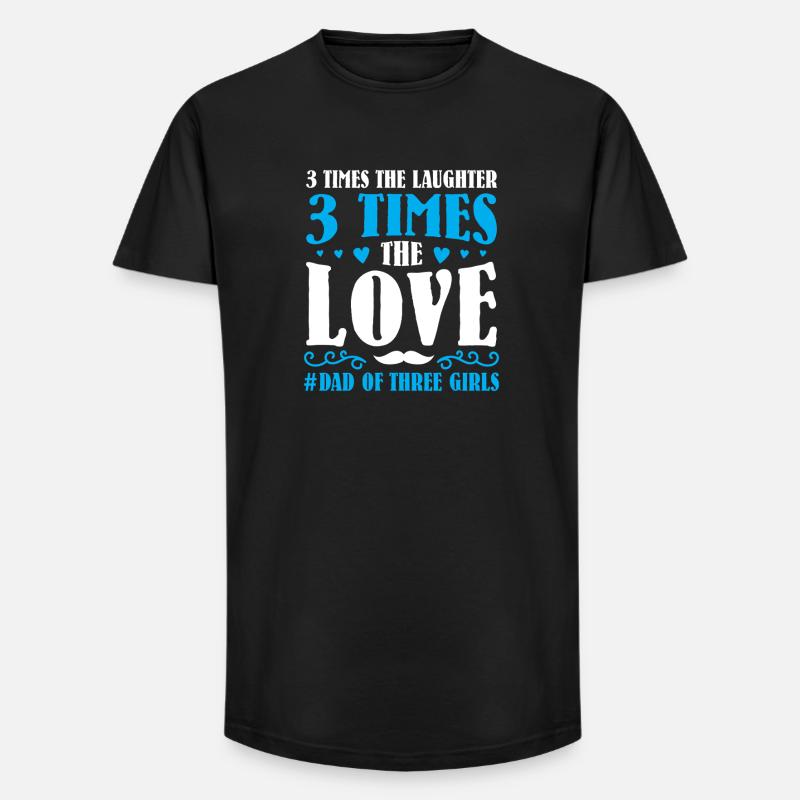 Papa Vater von drei Mädchen Töchtern - Long Fit Männer T-Shirt - Schwarz