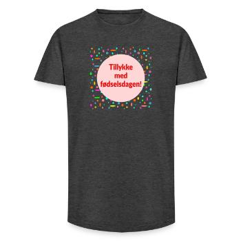 Joyeux anniversaire - T-shirt coupe longue homme - charbon - Devant - AI Model Male 185 light (185cm)