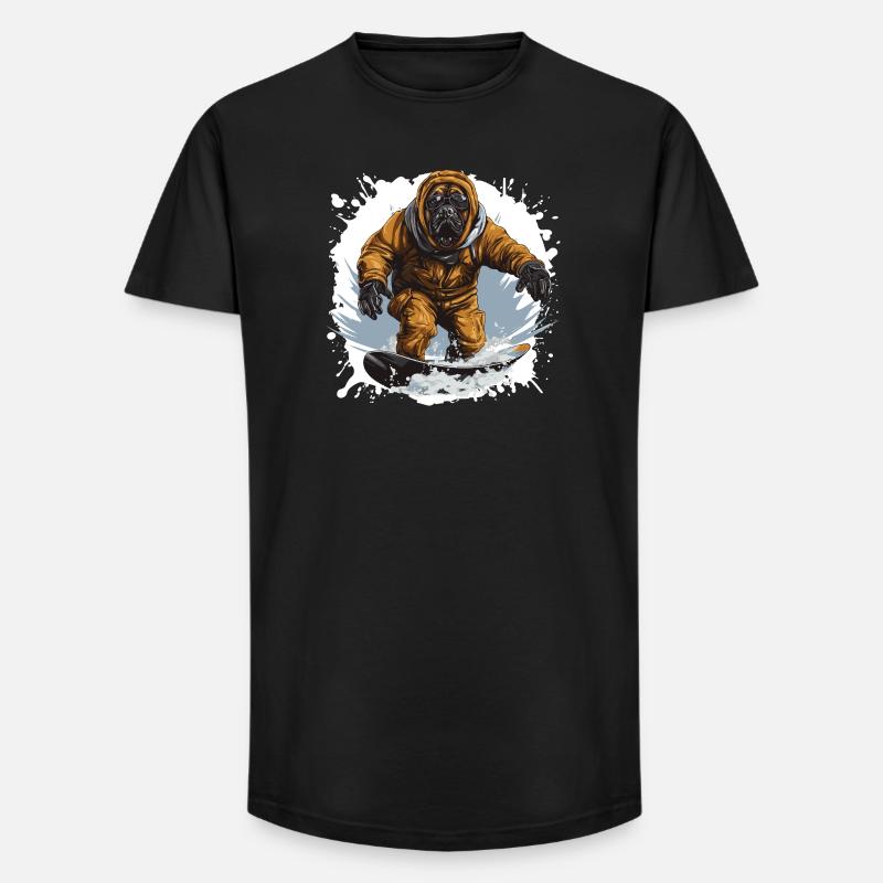 Mastiff Hund Snowboard - Long Fit Männer T-Shirt - Schwarz