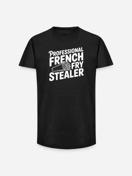 Voleur professionnel de frites - T-shirt coupe longue homme - noir