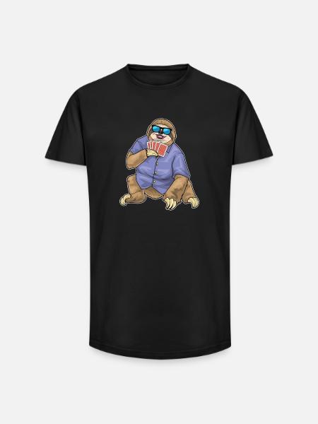 Sloth Poker Poker Card Game - Long Fit Men's T-Shirt - black