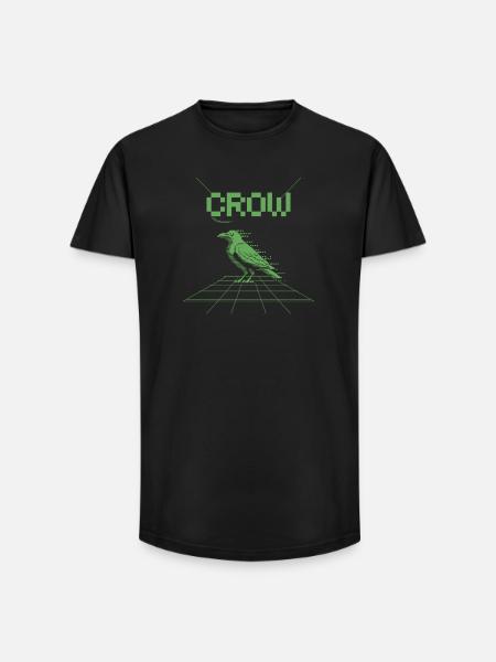 Crow retro skjorte – 8 bit gaming-stil - Long fit herre T-shirt - sort