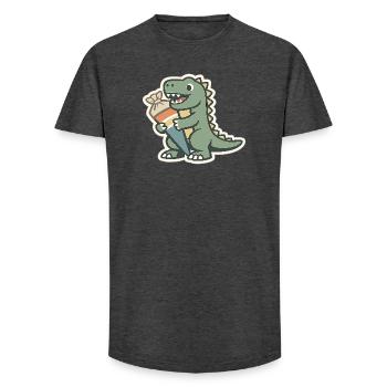 Dino School Enrollment Personalizable Name School - Long Fit Men's T-Shirt - charcoal grey - Front - AI Model Male 185 light (185cm)