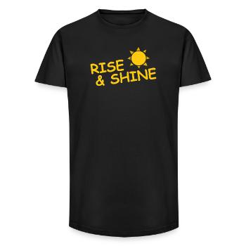 RISE AND SHINE - Long Fit Men's T-Shirt - black - Front - AI Model Male 185 light (185cm)