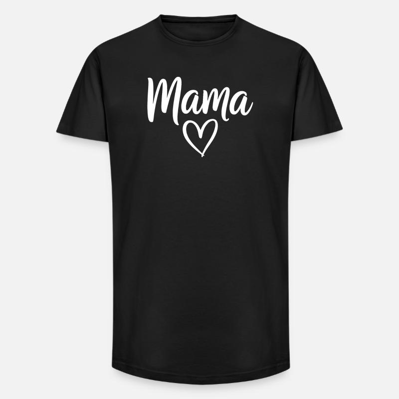 Mama Heart Script Logo - Long Fit Männer T-Shirt - Schwarz