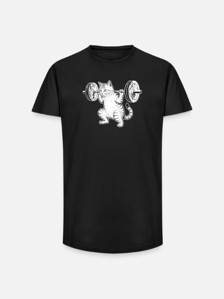 Cat Training Strength Lift - Long Fit Men's T-Shirt - black
