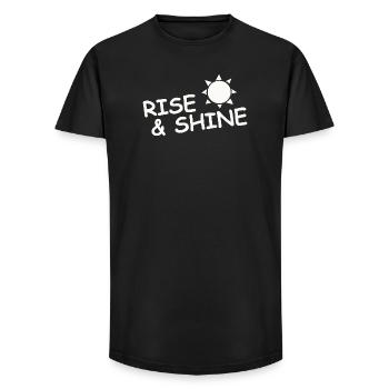 RISE & SHINE - Long Fit Men's T-Shirt - black - Front - AI Model Male 185 light (185cm)