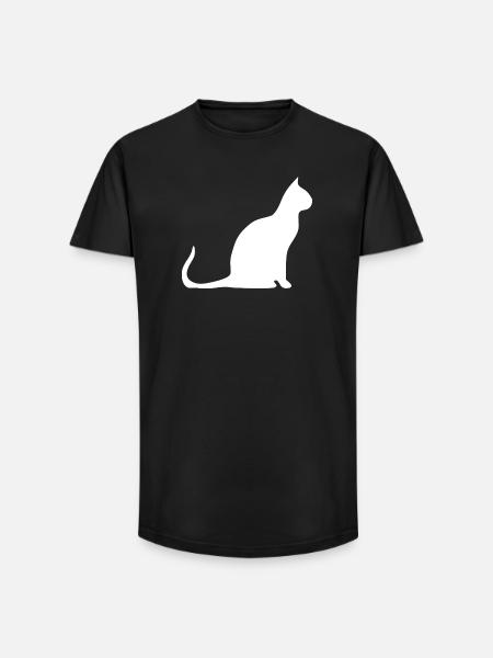 Katze Silhouette Minimal Design Cat Lover - Long Fit Men's T-Shirt - black