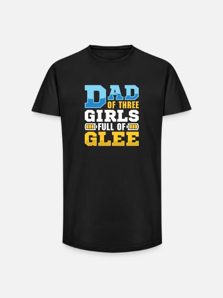 Dad father of three girls daughters - Long Fit Men's T-Shirt - black