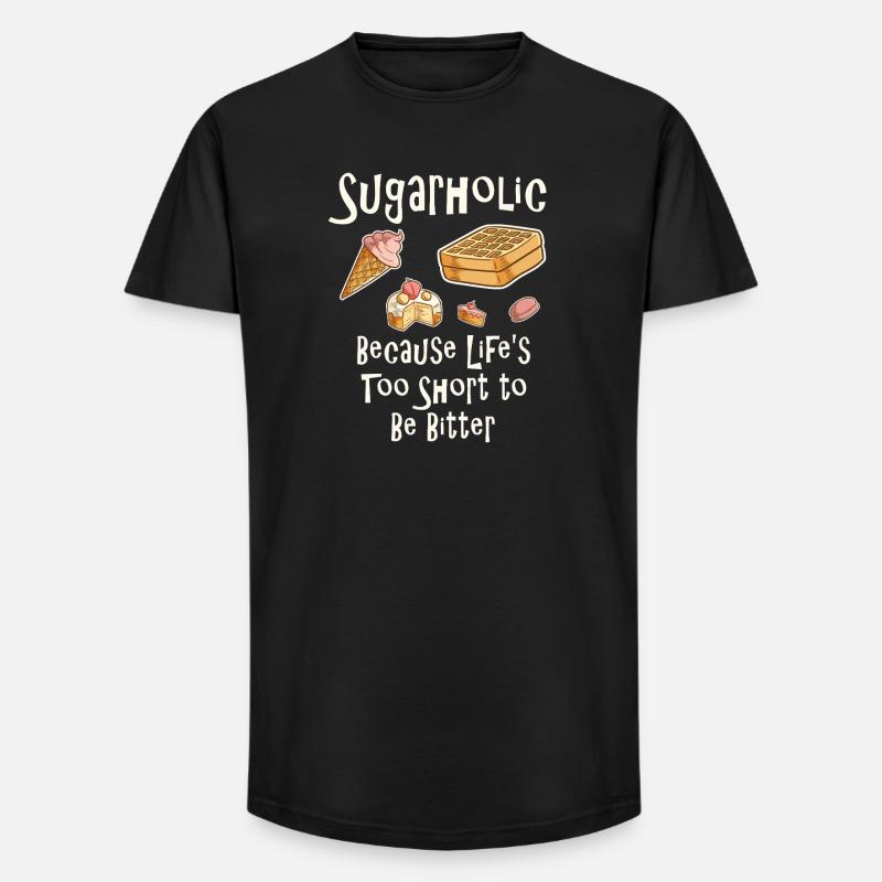 Sugarholic Dessert-Zitat-Tee - Long Fit Männer T-Shirt - Schwarz
