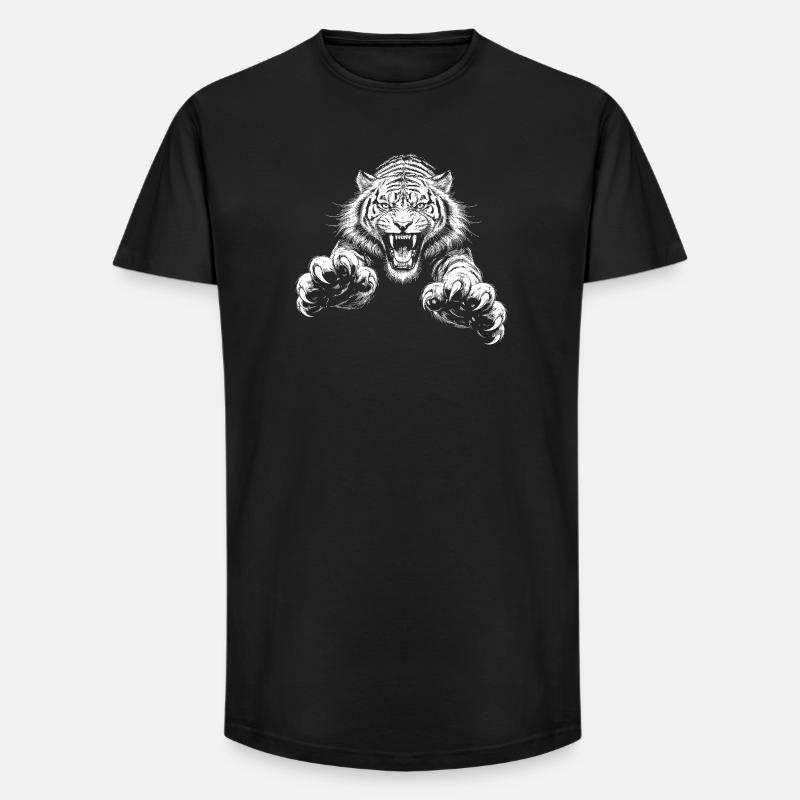 Tiger - Long Fit Männer T-Shirt - Schwarz