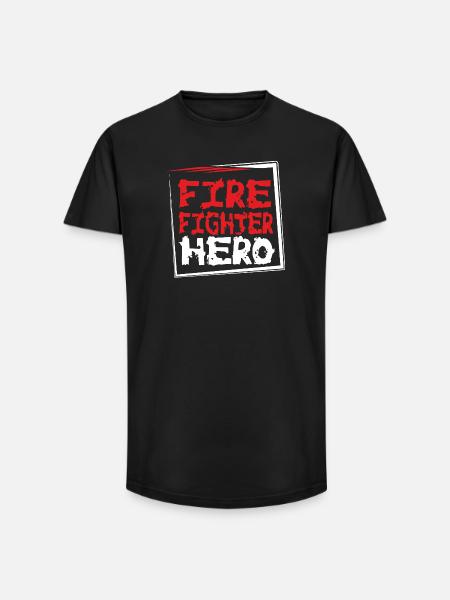 POMPIER-HÉROS - T-shirt coupe longue homme - noir
