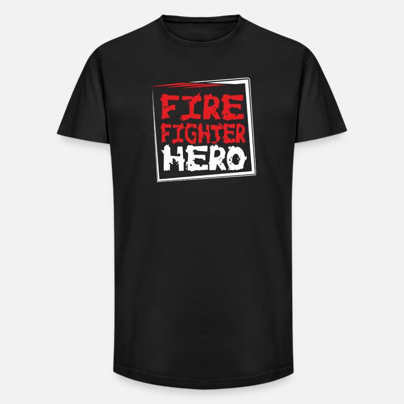 FIREFIGHTERHERO - Long Fit Männer T-Shirt - Schwarz