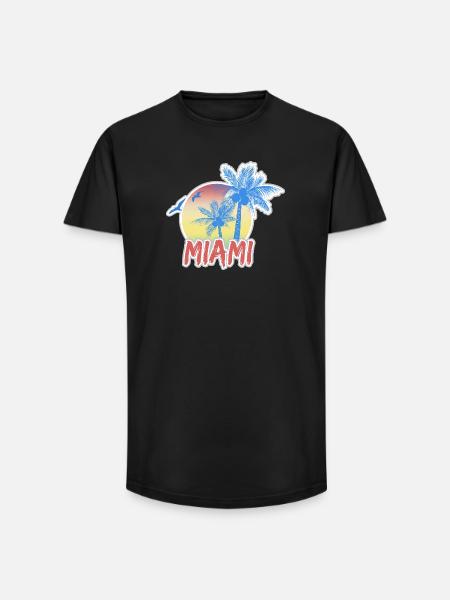 Miami Beach - T-shirt coupe longue homme - noir